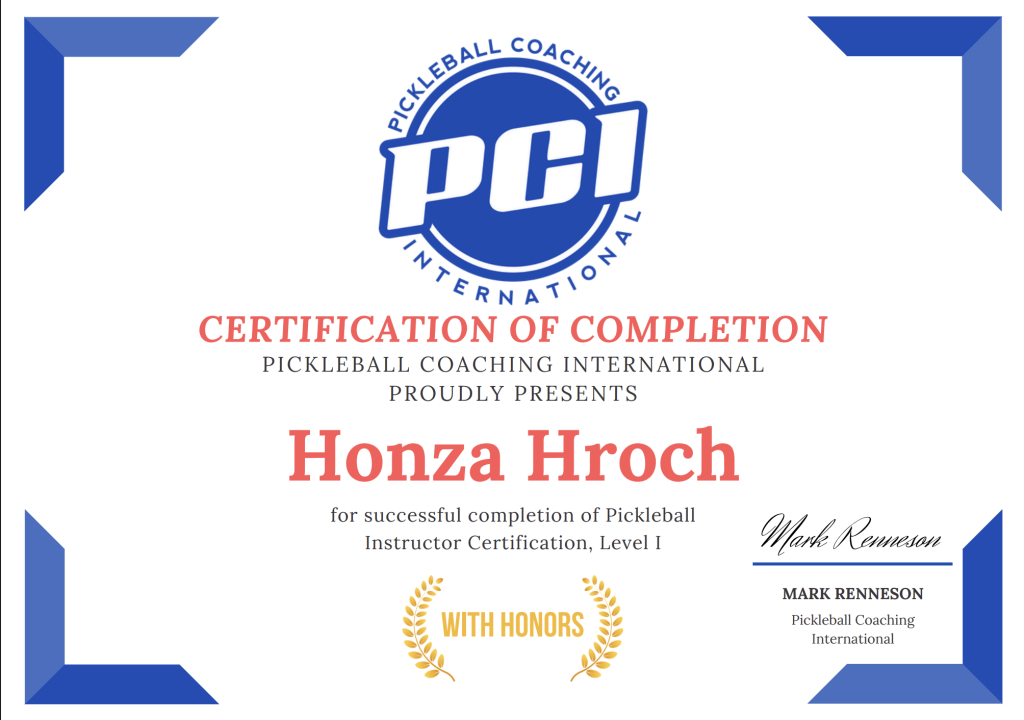 Pickleball Certification Honza Hroch