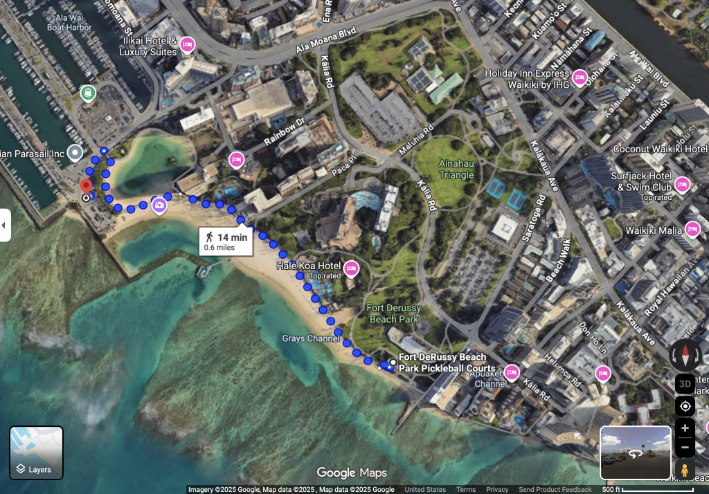 Fort DeRussy Beach Park pickleball courts public parking
