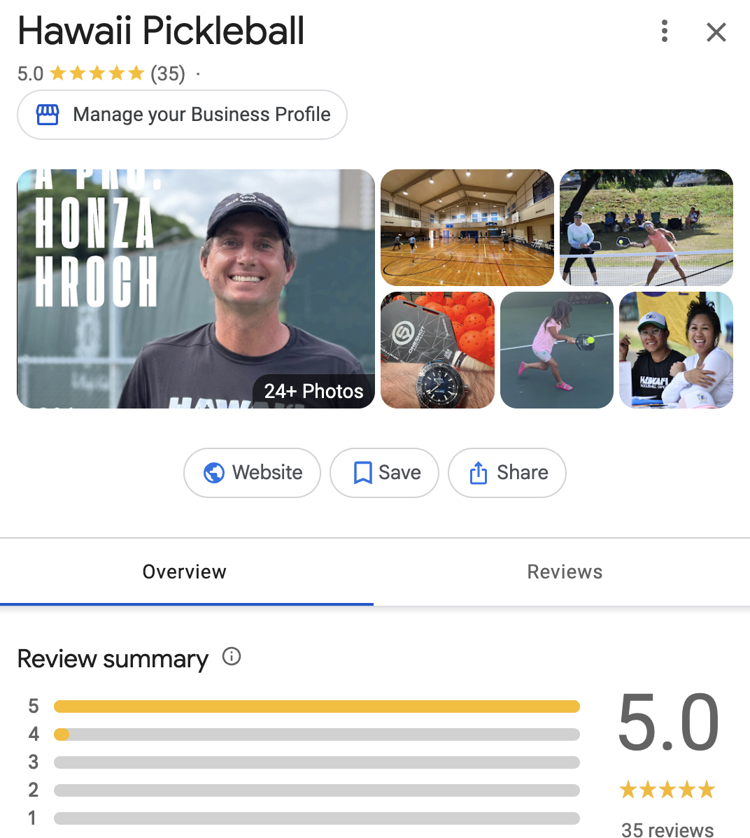 Google Reviews Hawaii Pickleball Academy