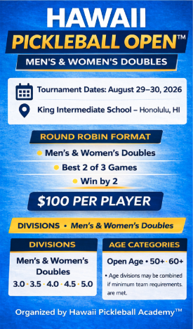 Hawaii Pickleball Academy™ Doubles Championship Hawaii Pickleball Academy™ Doubles Championship